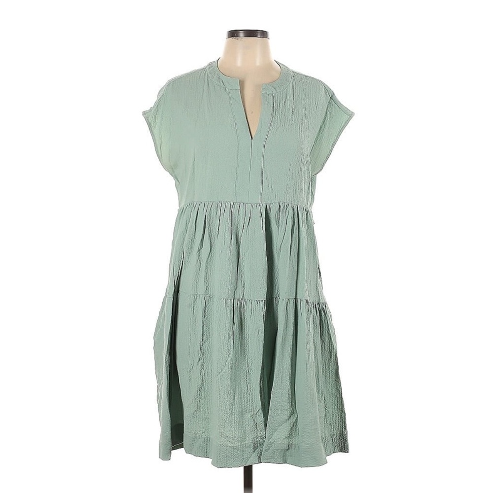 Calvin Klein Knee Length Tiered Green Dress Size 10